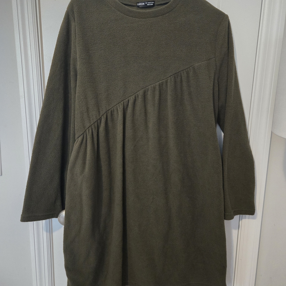 SHEIN Olive Green Long Sleeve Dress